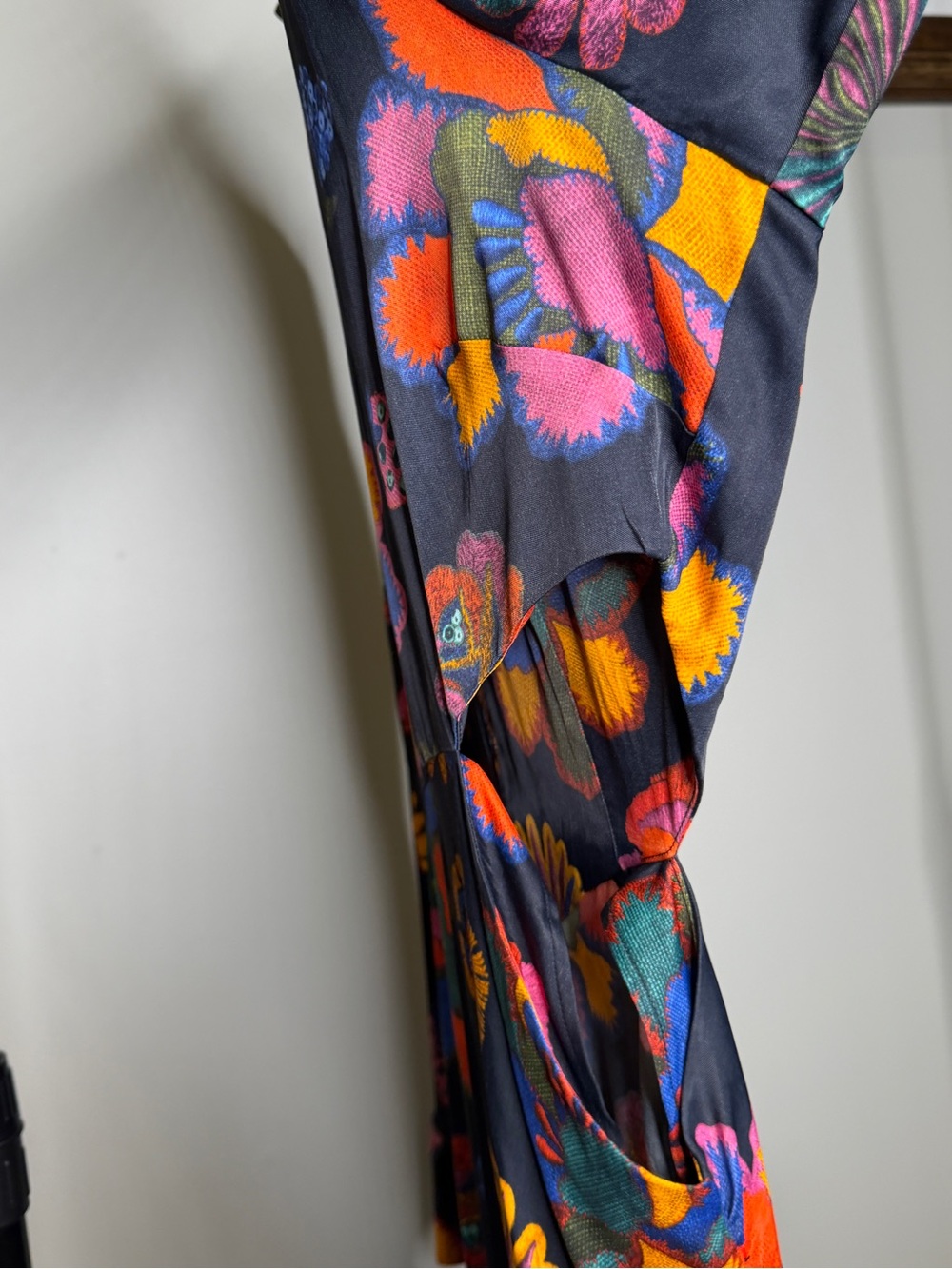 NWOT Farm Rio Lily’s Garden Floral Cutout High-Neck Midi Dress Black Multicolor - Picture 5 of 10
